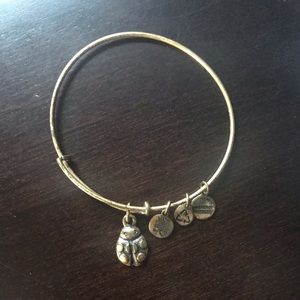 Alex & Ani gold lady bug charm bracelet
